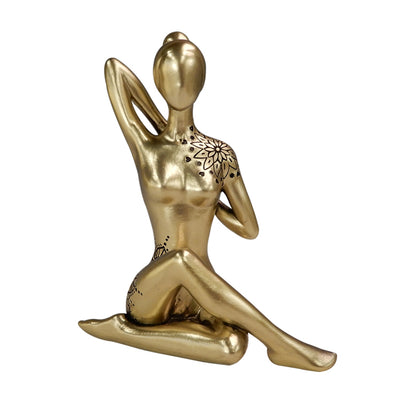 Figura decorativa dorata Yoga con possibilità di personalizzazione con incisione