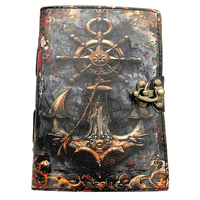 Taccuino in Pelle Retrò Marina 200 pagine con possibilità di personalizzazione tramite incisione, ideale come regalo per artisti e viaggiatori, realizzato in pelle naturale di capra, colore vintage, dimensioni 18 x 13 cm