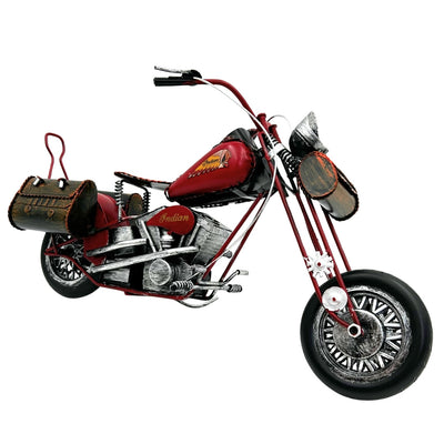 Grande modello classico in metallo di motocicletta chopper rossa con possibilità di personalizzazione tramite incisione
