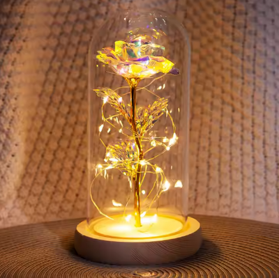 Lampada da notte Rosa LED con possibilità di personalizzazione tramite incisione, regalo romantico, altezza 21,5 cm, luce delicata, decorazione ideale per la camera da letto