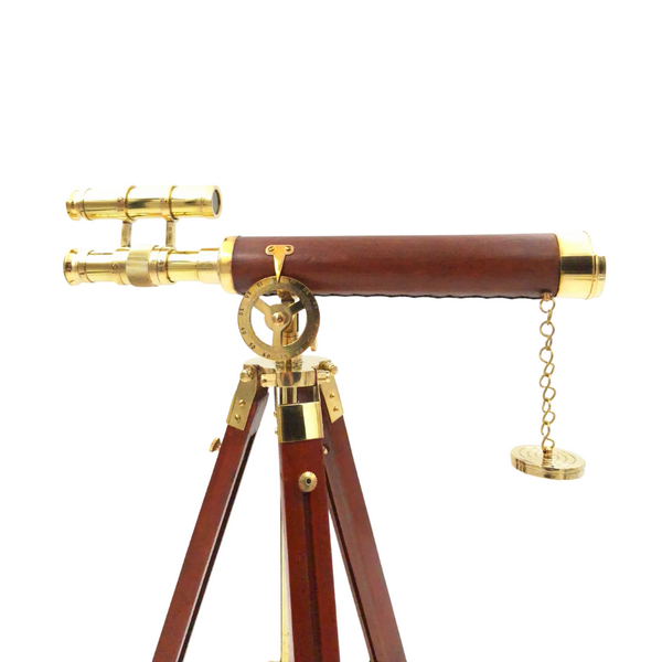 Cannocchiale su Treppiede in Ottone 57 cm con Possibilità di Personalizzazione Incisa