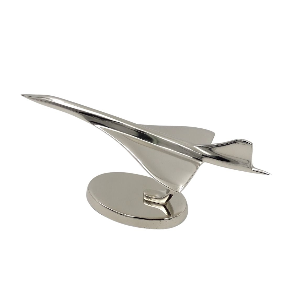 Modello metallico di aereo Concorde color argento con possibilità di personalizzazione tramite incisione