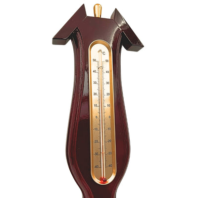 Elegante stazione meteorologica 3 in 1 con incisione – termometro, barometro, igrometro in legno scuro, 40 cm