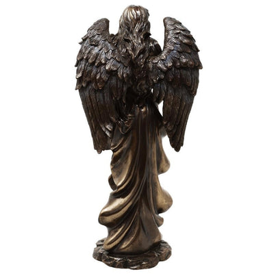 Figura Fortuna Dea della Fortuna e della Ricchezza 29 cm con corno dell’abbondanza - Incisione personalizzata per regalo, elegante decorazione in conglomerato di resina in tonalità marrone e rame
