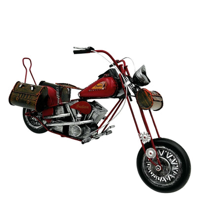 Grande modello classico in metallo di motocicletta chopper rossa con possibilità di personalizzazione tramite incisione