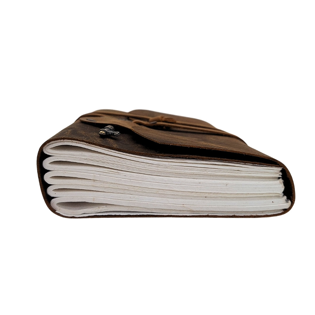 Taccuino in pelle retrò con chiave e cinturino 200 pagine 18 x 13 cm