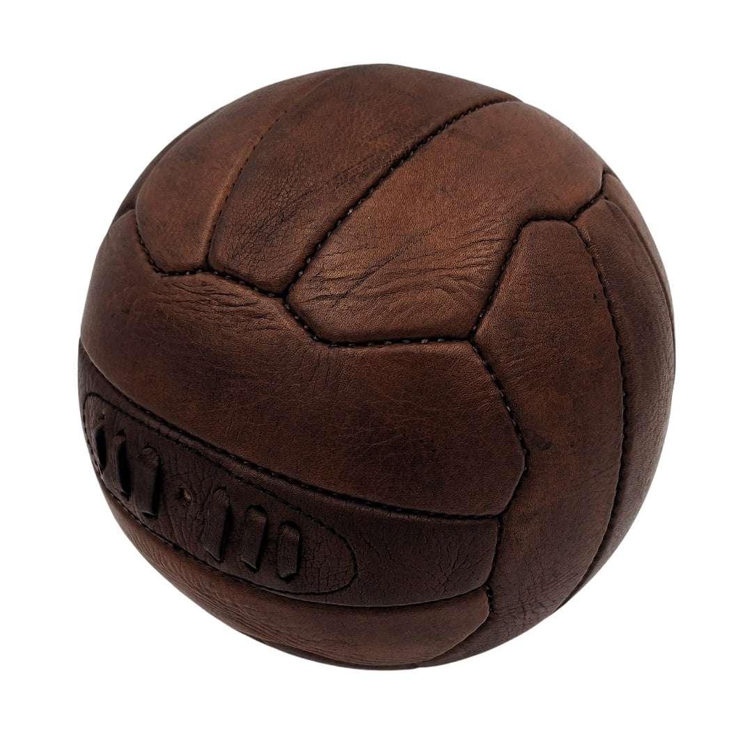 Pallone da calcio in pelle retrò vintage MT2017 con possibilità di personalizzazione tramite incisione, marrone, ideale come regalo per appassionati di calcio o allenatori, decorazione in stile vintage, pelle naturale, dimensioni 20,5 x 20,5 cm