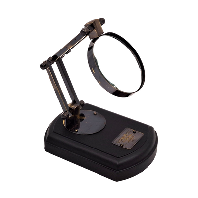 Lente d'ingrandimento su base in legno con montatura in ottone, possibilità di personalizzazione tramite incisione, regalo ideale per modellisti e amanti dello stile retrò, diametro 7,5 cm, ingrandimento 3,5x