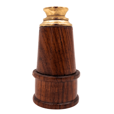Cannocchiale retrò in ottone e legno HT021 con possibilità di incisione – elegante decorazione regalo in stile vintage, marinaro, lunghezza 18 cm