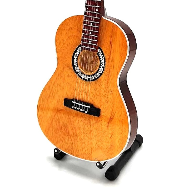 Mini Chitarra Classica con Incisione - Decorazione in Legno di Mogano 25 cm