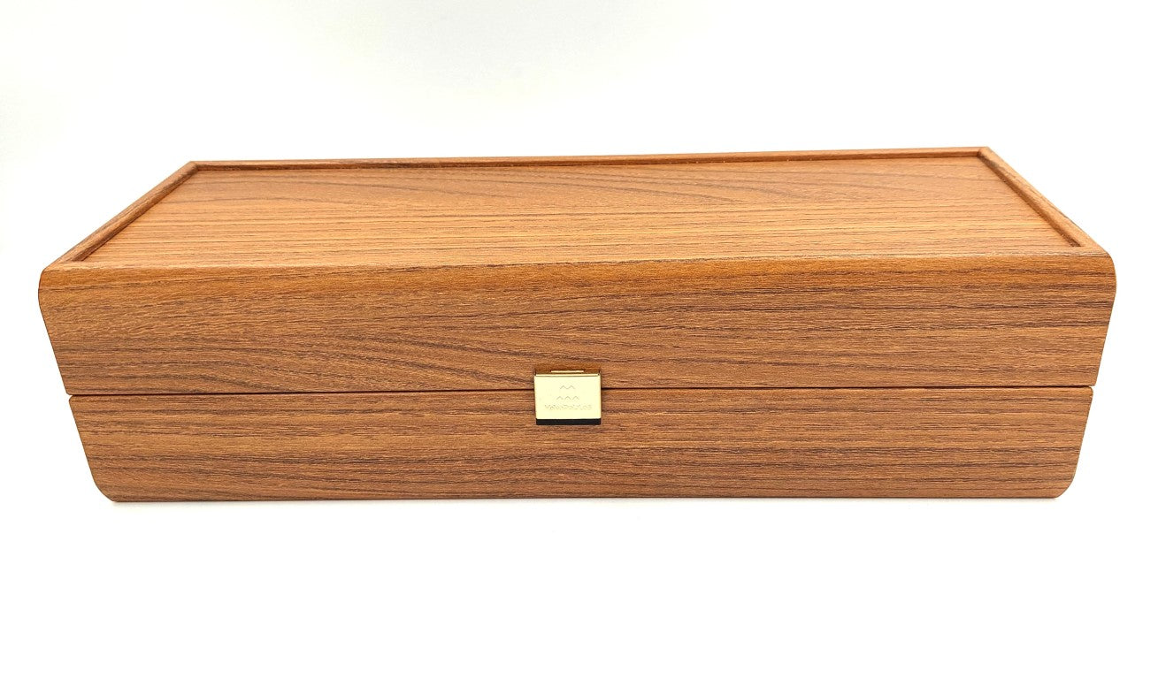 Esclusiva confezione in legno per bottiglia di vino BWXL30 con possibilità di incisione personalizzata, colore noce, ideale come regalo, dimensioni 35x14x10 cm