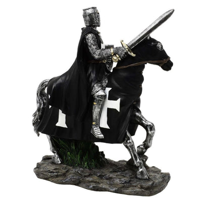 Figura Decorativa Cavaliere a Cavallo 22 cm con Possibilità di Incisione Personalizzata - Elegante Decorazione in Poliresina per Regalo a Amanti della Storia e del Medioevo