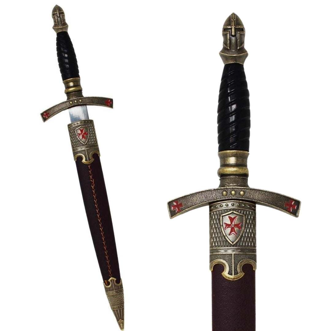 Pugnale dei Templari in Fodero Decorativo con Incisione – Replica in Acciaio Inossidabile, 40 cm