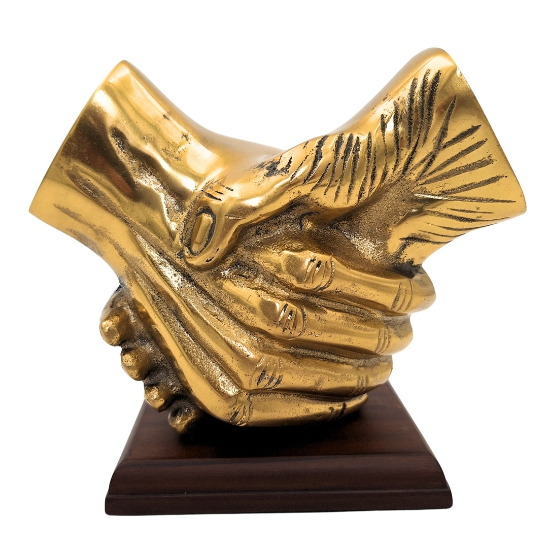 Statuetta decorativa Stretta di mano con possibilità di personalizzazione con incisione