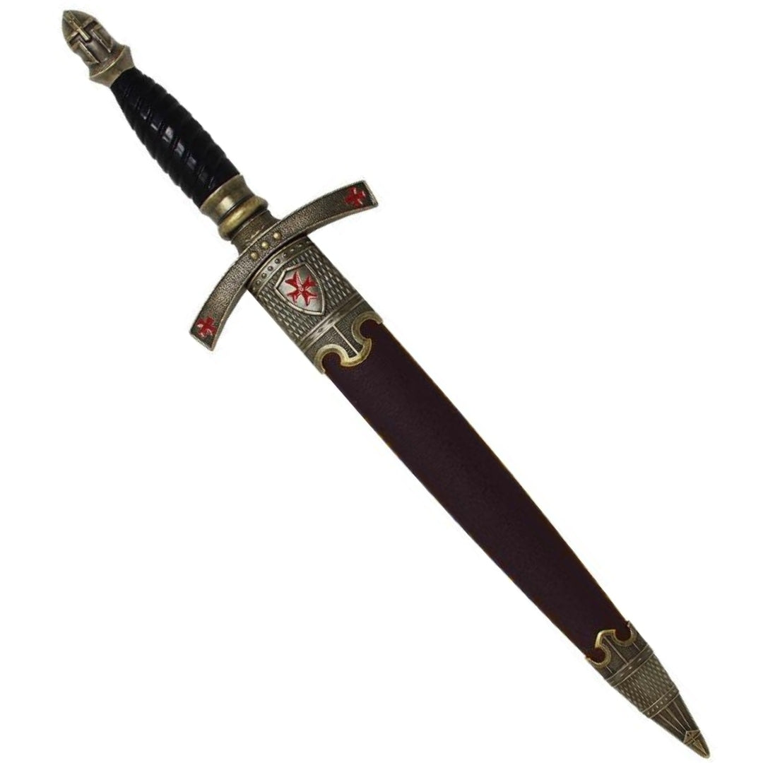 Pugnale dei Templari in Fodero Decorativo con Incisione – Replica in Acciaio Inossidabile, 40 cm