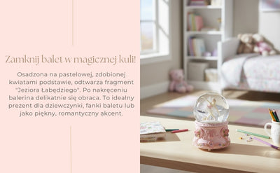 Ballerina danzante in sfera di vetro 15 cm con incisione personalizzata - elegante carillon con base pastello e melodia Lago dei Cigni