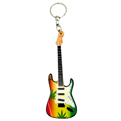 Portachiavi chitarra Bob Marley Reggae in mogano con possibilità di personalizzazione tramite incisione
