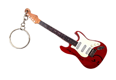 Portachiavi a forma di chitarra - Brian Adams - Have a Nice Day - in legno e metallo con possibilità di personalizzazione tramite incisione - regalo ideale per fan della musica e chitarristi - dimensioni 6x11x0,5 cm