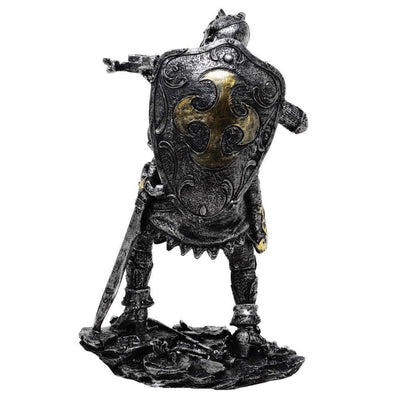 Figura Cavaliere Medievale con Balestra 20 cm con Possibilità di Personalizzazione tramite Incisione - Decorazione Argento-Oro per Regalo agli Amanti della Storia e del Fantasy - Dipinta a Mano in Polyresina