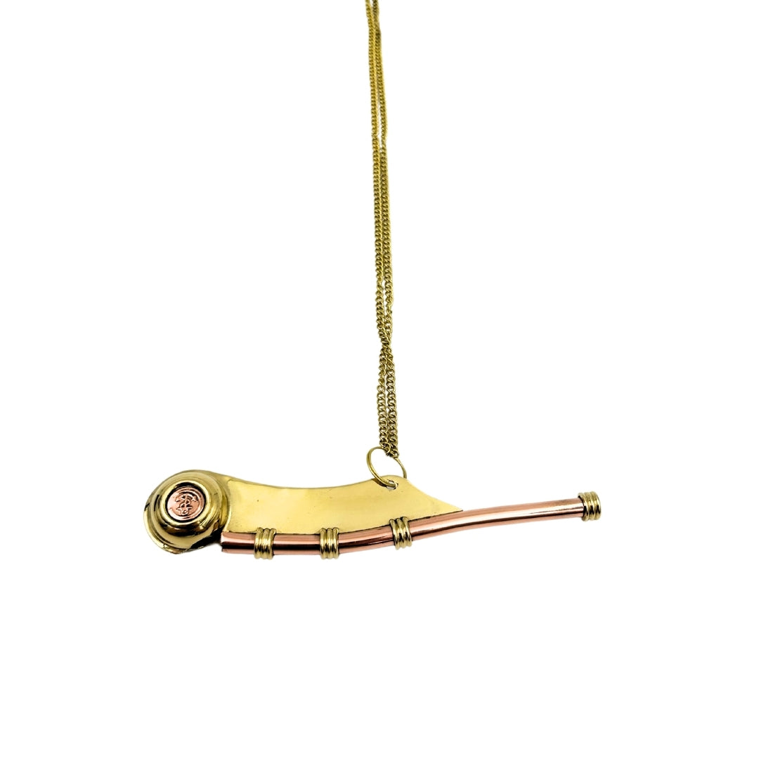 Fischietto da Nostromo con incisione in elegante scatola di legno – Ottone, 12,5 cm