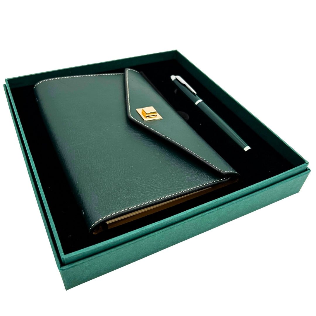 Elegante Set Regalo con Incisione Personalizzata - Taccuino in Pelle A6 con Penna di Alta Qualità in Scatola Regalo di Lusso