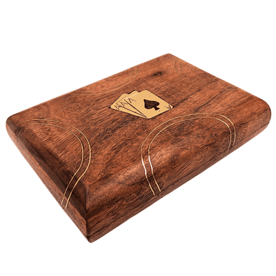 Elegante set di 2 mazzi di carte in scatola di legno con possibilità di incisione personalizzata