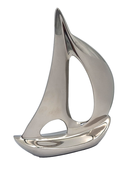 Elegante Modello di Yacht in Metallo 36 cm con Possibilità di Personalizzazione Incisa
