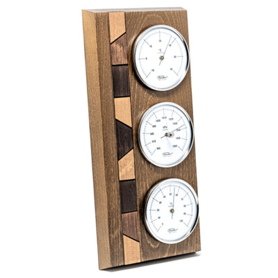 Stazione meteorologica Fischer 9171-31 con barometro, igrometro e termometro su base in legno con opzione di personalizzazione con incisione