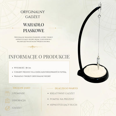 Pendolo di Sabbia Sand Pendulum con Incisione - Decorazione Ispiratrice 38 cm con Sabbia Cinetica