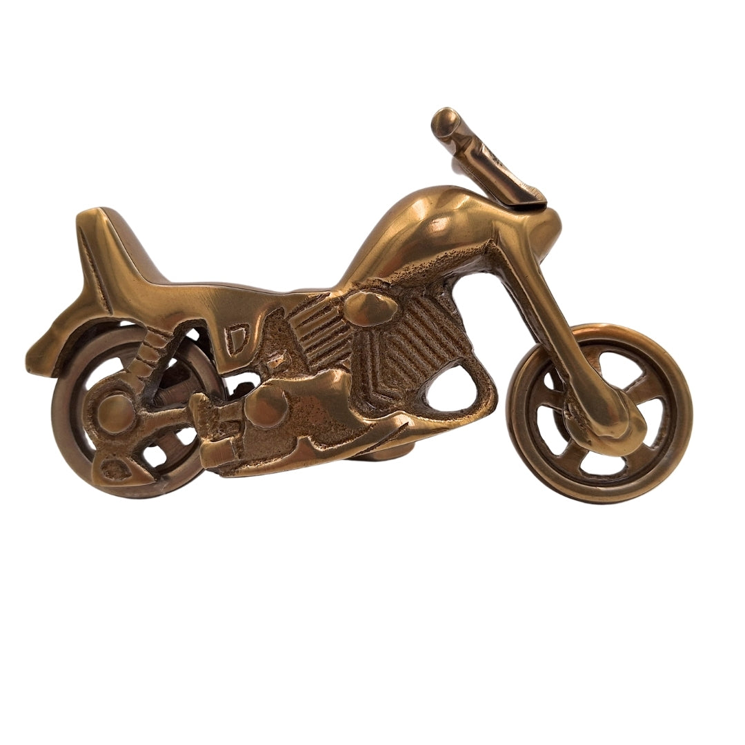 Modello di motocicletta in metallo N-2960 in alluminio color ottone antico – incisione personalizzata per regalo, dimensioni 17,5 x 10 cm