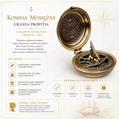 Bussola in Ottone Urania Propitia con Orologio Solare