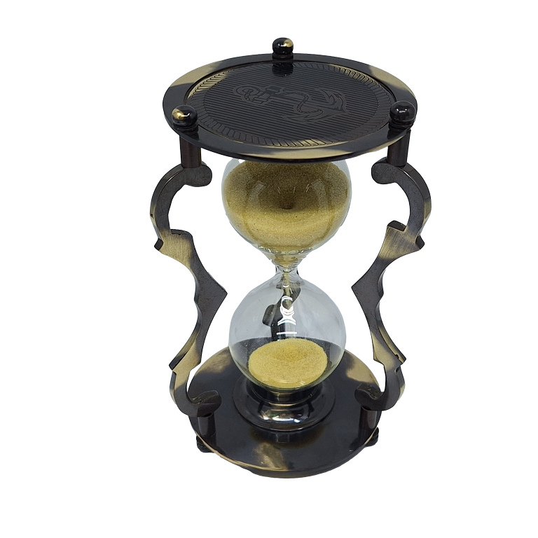 Elegante Clessidra Antica in Ottone 5 min con Incisione