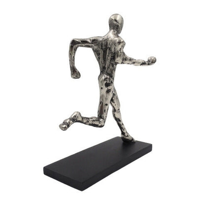 Statuetta di corridore in metallo con incisione