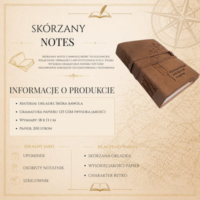 Taccuino in pelle retrò con iscrizione 200 pagine