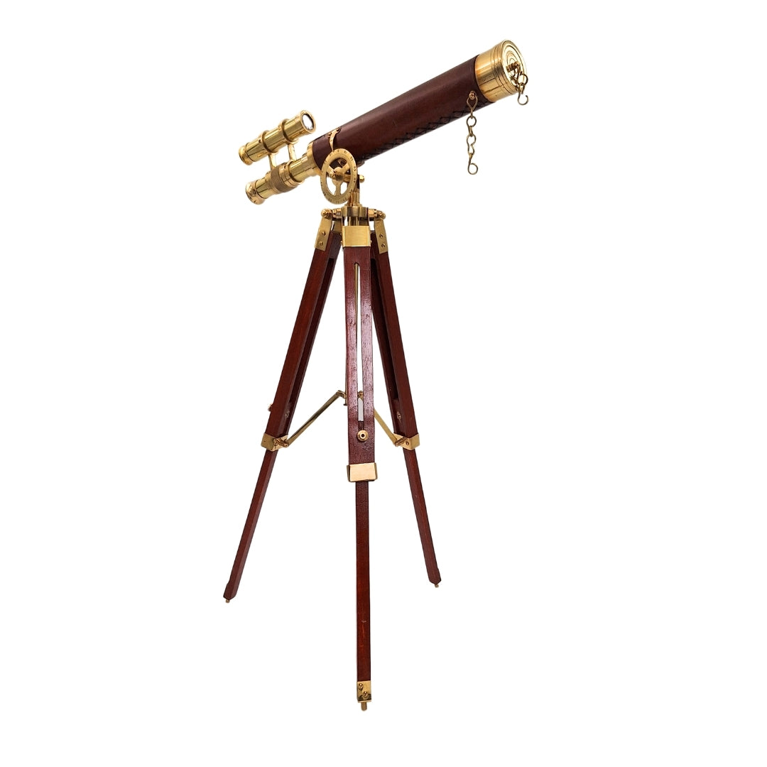 Cannocchiale su Treppiede in Ottone 57 cm con Possibilità di Personalizzazione Incisa