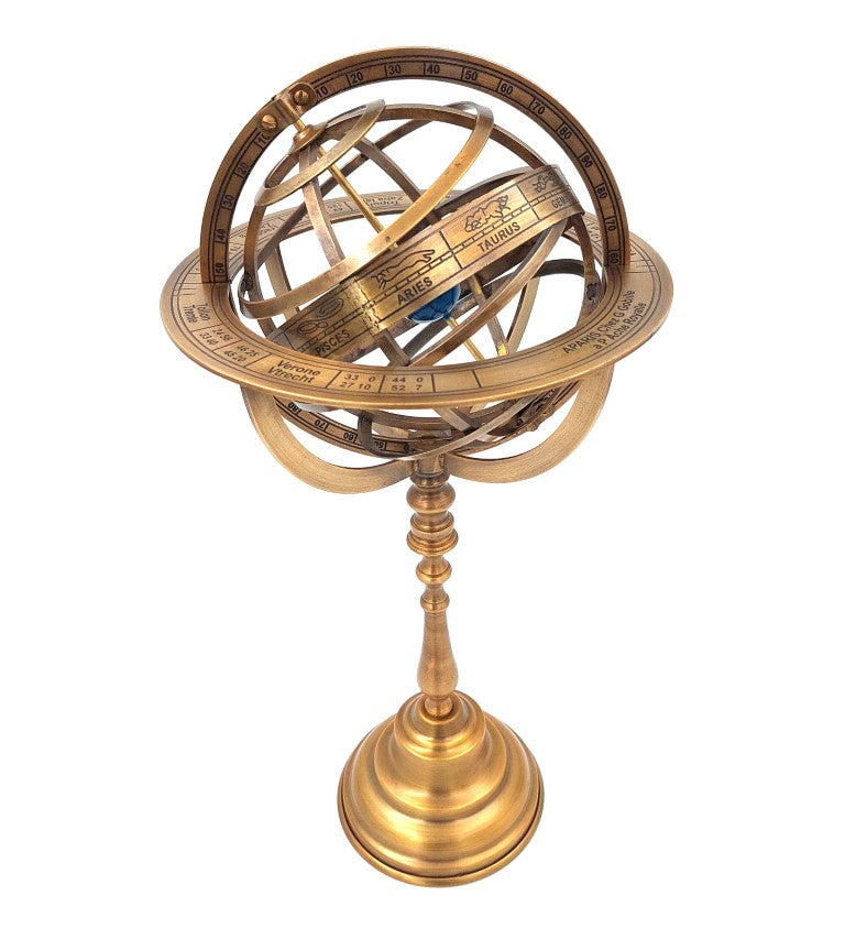 Astrolabio sferico in ottone da 39 cm, personalizzabile con incisione