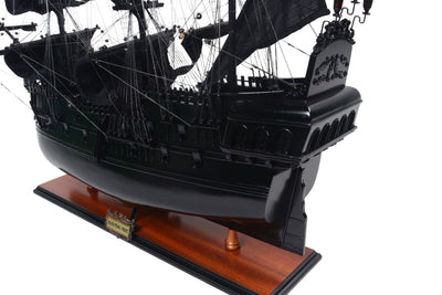 Modello di Nave Pirata Perla Nera BP80R con possibilità di incisione personalizzata, lunghezza 89 cm, regalo esclusivo per ogni occasione, artigianato artistico, base in legno