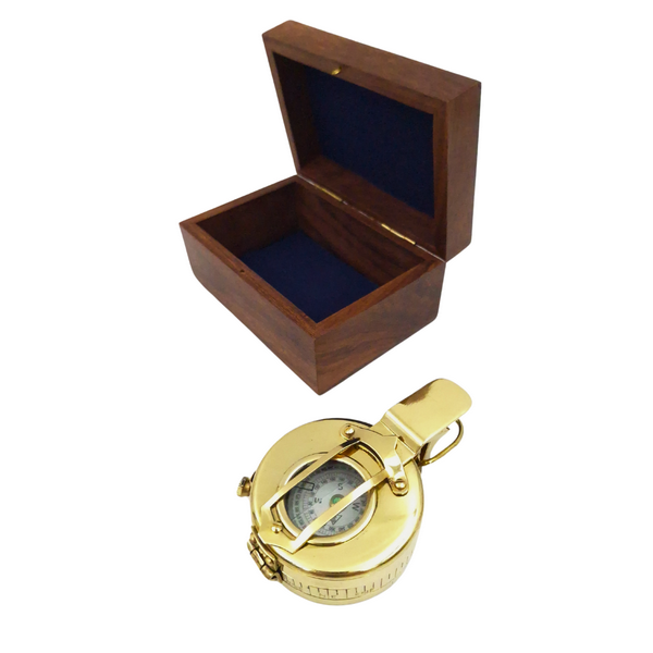 Bussola da Ingegnere in Ottone con Possibilità di Personalizzazione Incisa in Elegante Scatola di Legno