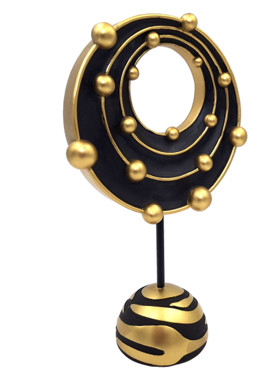 Grande figura decorativa Sistema solare con possibilità di personalizzazione con incisione, ideale come regalo - altezza 20,2 cm, dorato e nero, stile moderno e glamour