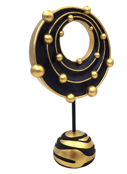 Grande figura decorativa Sistema solare con possibilità di personalizzazione con incisione, ideale come regalo - altezza 20,2 cm, dorato e nero, stile moderno e glamour