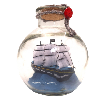Miniatura di veliero in bottiglia con possibilità di personalizzazione tramite incisione – decorazione marina classica per regalo, 10 x 10 x 11 cm