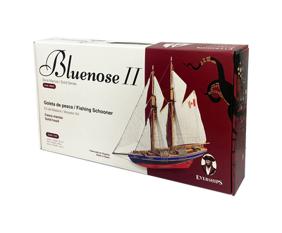 Modello da assemblare Bluenose II – schooner in legno 38x31x6,5 cm con possibilità di incisione personalizzata – regalo ideale per velisti, realizzato con materiali naturali, livello di difficoltà: intermedio