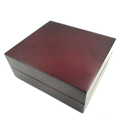 Scatola regalo in legno 14 x 16 x 6,7 cm colore ciliegia scuro con inserto in feltro e possibilità di personalizzazione tramite incisione