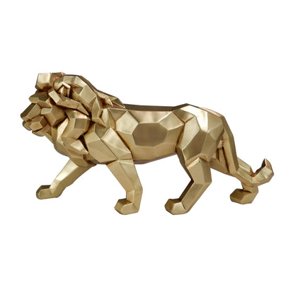 Grande figura Leone dorato 43 cm con possibilità di personalizzazione con incisione - elegante decorazione da regalo, polyresina di alta qualità, stile moderno glamour