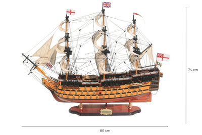 Modello assemblato del veliero HMS Victory da 80 cm con possibilità di personalizzazione tramite incisione - Decorazione esclusiva da regalare, realizzata a mano in legno esotico, alta qualità e cura dei dettagli