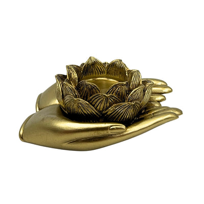 Portacandela Glamour dorato per tealight con possibilità di incisione personalizzata – elegante elemento decorativo per interni dimensioni 11,5 x 9,4 x 4,8 cm in polyresina