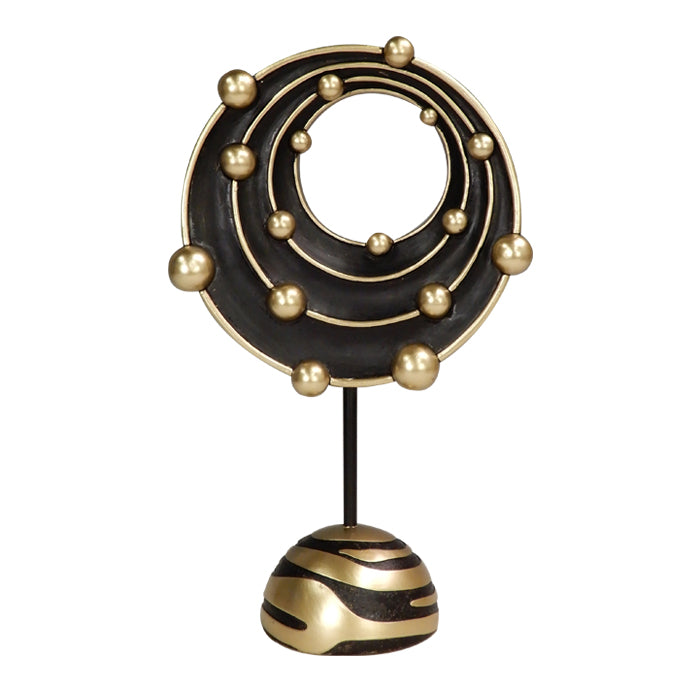 Grande figura decorativa Sistema solare con possibilità di personalizzazione con incisione, ideale come regalo - altezza 20,2 cm, dorato e nero, stile moderno e glamour