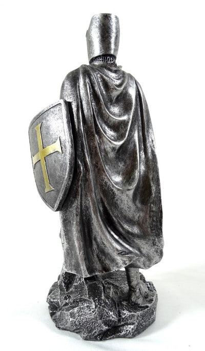 Statuetta di un cavaliere crociato da 30 cm con incisione