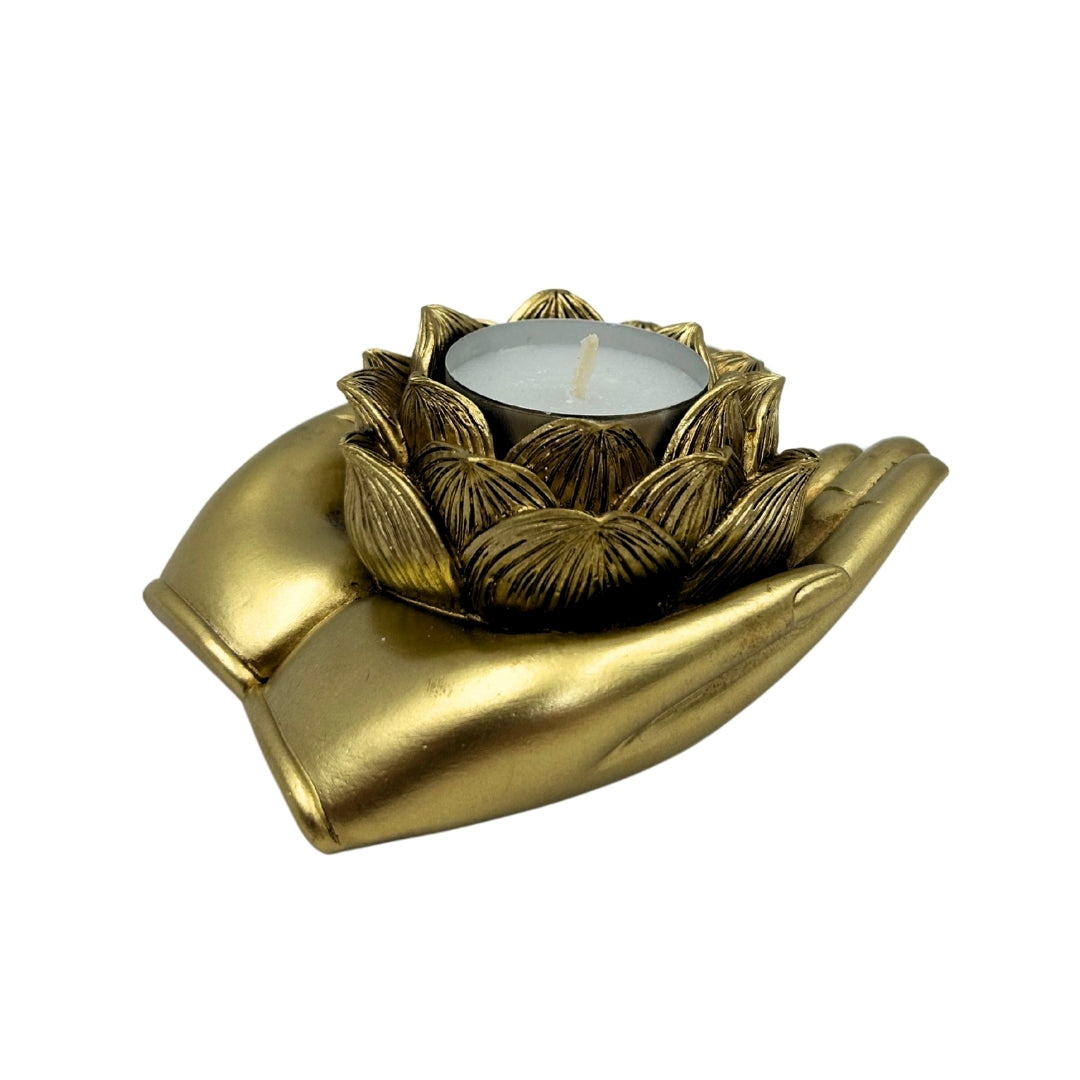 Portacandela Glamour dorato per tealight con possibilità di incisione personalizzata – elegante elemento decorativo per interni dimensioni 11,5 x 9,4 x 4,8 cm in polyresina