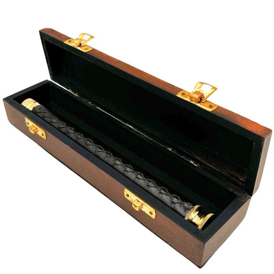 Cannocchiale in ottone e pelle con incisione personalizzata in scatola di legno